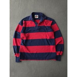 Vintage 90s Barbarian Blue Red Striped Heavyweight Cotton Rugby Shirt S Canada